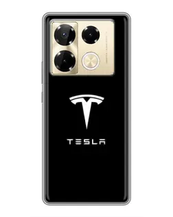 Чехол для Infinix Note 40 Pro с картинкой «Tesla White Logo»