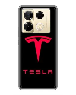 Чехол для Infinix Note 40 Pro с картинкой «Tesla Red Logo»