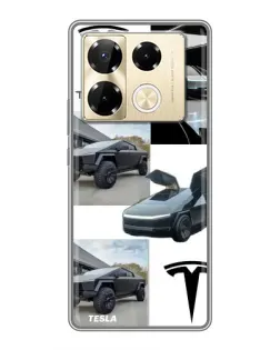 Чехол для Infinix Note 40 Pro с картинкой «Коллаж Cybertruck Tesla»