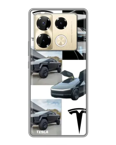Чехол для Infinix Note 40 Pro с картинкой «Коллаж Cybertruck Tesla»