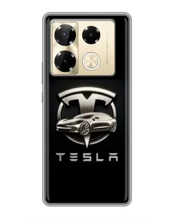 Чехол для Infinix Note 40 Pro с картинкой «Tesla — серебристое авто»