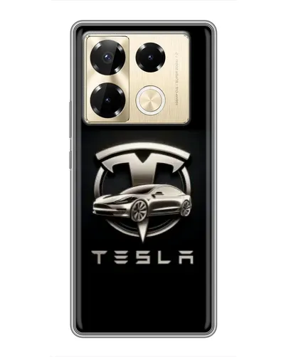 Чехол для Infinix Note 40 Pro с картинкой «Tesla — серебристое авто»