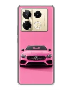 Чехол для Infinix Note 40 Pro с картинкой «Розовый Mercedes AMG»
