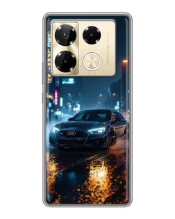 Чехол для Infinix Note 40 Pro с картинкой «Ночной город и Audi»