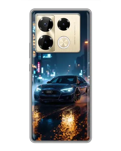 Чехол для Infinix Note 40 Pro с картинкой «Ночной город и Audi»