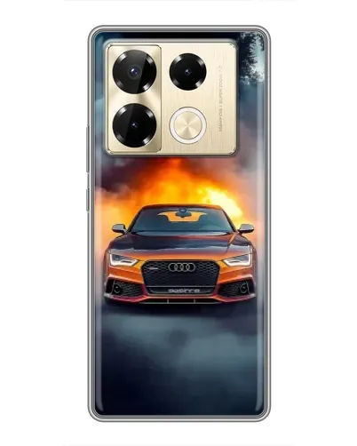 Чехол для Infinix Note 40 Pro с картинкой «Audi в огненном дыму»