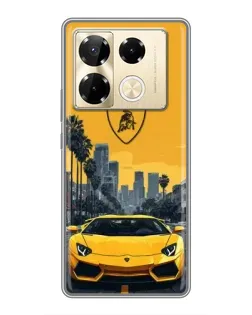 Чехол для Infinix Note 40 Pro с картинкой «Желтый Lamborghini город»