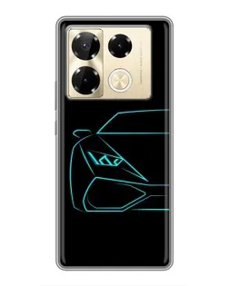 Чехол для Infinix Note 40 Pro с картинкой «Голубой силуэт Lamborghini»