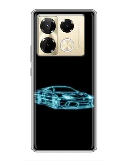 Чехол для Infinix Note 40 Pro с картинкой «Неоновый контур Lamborghini»