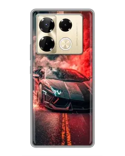 Чехол для Infinix Note 40 Pro с картинкой «Lamborghini красный дым»