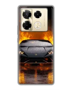 Чехол для Infinix Note 40 Pro с картинкой «Lamborghini в огне»