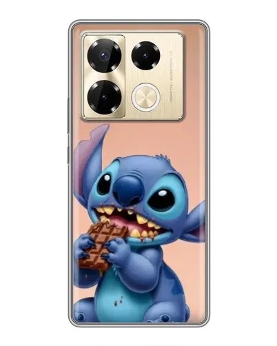 Чехол для Infinix Note 40 Pro с картинкой «Стич ест шоколад»