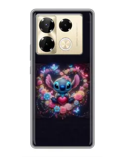 Чехол для Infinix Note 40 Pro с картинкой «Stitch в цветах»