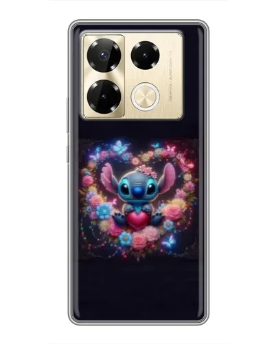 Чехол для Infinix Note 40 Pro с картинкой «Stitch в цветах»
