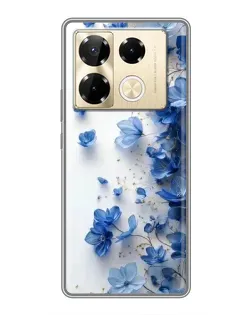 Чехол для Infinix Note 40 Pro с картинкой «Голубой цветочный каскад»