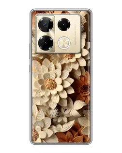 Чехол для Infinix Note 40 Pro с картинкой «Бежевый флористический декор»