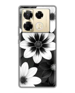 Чехол для Infinix Note 40 Pro с картинкой «Монохромные астры»