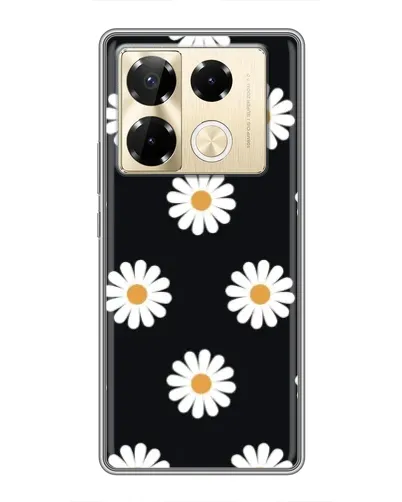 Чехол для Infinix Note 40 Pro с картинкой «Ромашки на черном»