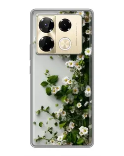 Чехол для Infinix Note 40 Pro с картинкой «Ветка мелких белых цветов»