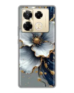 Чехол для Infinix Note 40 Pro с картинкой «Белый цветок и золотой флюид»