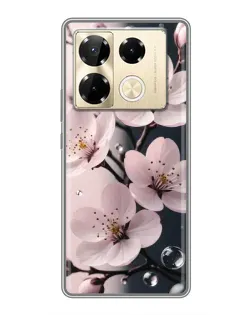 Чехол для Infinix Note 40 Pro с картинкой «Нежная сакура и капли»