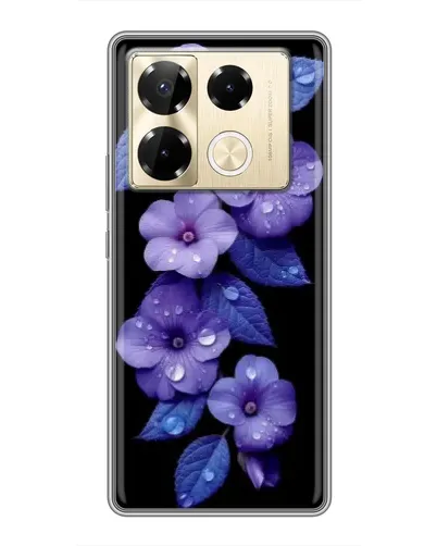 Чехол для Infinix Note 40 Pro с картинкой «Фиолетовые цветы с росою»
