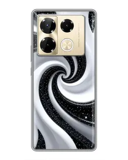 Чехол для Infinix Note 40 Pro с картинкой «Черно-белая спираль»