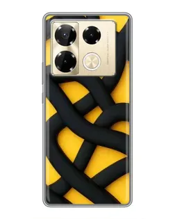 Чехол для Infinix Note 40 Pro с картинкой «Черное желтое переплетение»