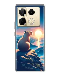 Чохол для Infinix Note 40 Pro з картинкою «Захід сонця з капібарою»