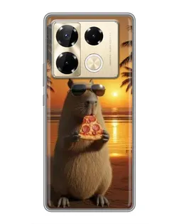 Чохол для Infinix Note 40 Pro з картинкою «Капібара з піцою»
