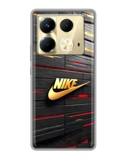 Чехол для Infinix Note 40 с картинкой «Золотой Nike на металле»