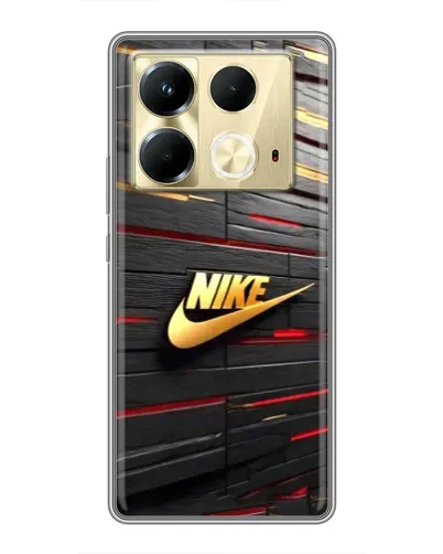 Чехол для Infinix Note 40 с картинкой «Золотой Nike на металле»