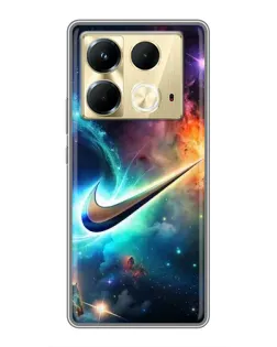 Чехол для Infinix Note 40 с картинкой «Космический Nike Swoosh»