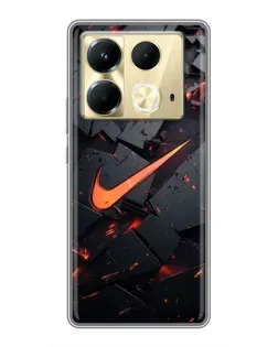 Чехол для Infinix Note 40 с картинкой «Nike — эффект разломов»