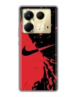 Чехол для Infinix Note 40 с картинкой «Красные брызги Nike»