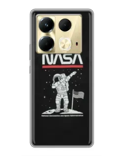Чехол для Infinix Note 40 с картинкой «NASA — шагаем по Луне»