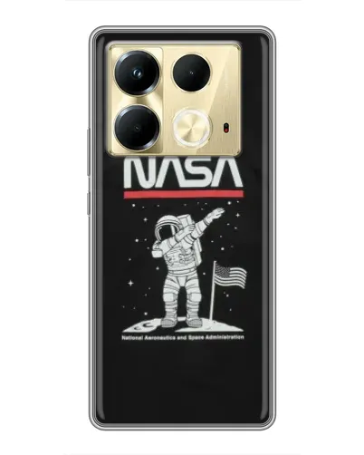 Чехол для Infinix Note 40 с картинкой «NASA — шагаем по Луне»