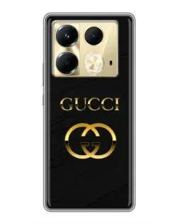 Чехол для Infinix Note 40 с картинкой «Золотой логотип Gucci»