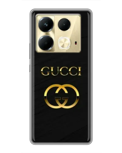 Чехол для Infinix Note 40 с картинкой «Золотой логотип Gucci»
