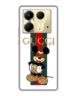 Чехол для Infinix Note 40 с картинкой «Микки Маус Gucci — полосы»