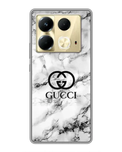 Чехол для Infinix Note 40 с картинкой «Gucci — мраморный шик»