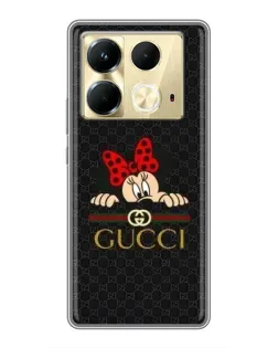 Чехол для Infinix Note 40 с картинкой «Минни Маус Gucci — черный»