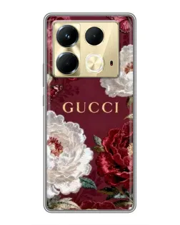 Чехол для Infinix Note 40 с картинкой «Gucci — бордовые розы»