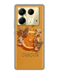 Чехол для Infinix Note 40 с картинкой «Gucci — золотые бабочки»