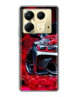 Чехол для Infinix Note 40 с картинкой «Спортивная BMW и цветы»