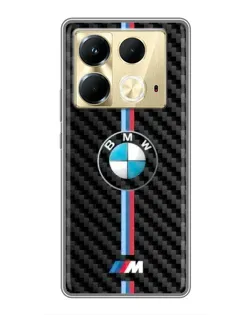 Чехол для Infinix Note 40 с картинкой «Эмблема BMW и карбон»