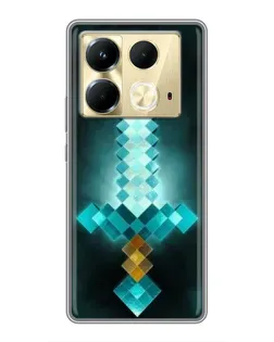 Чехол для Infinix Note 40 с картинкой «Алмазный меч неон»