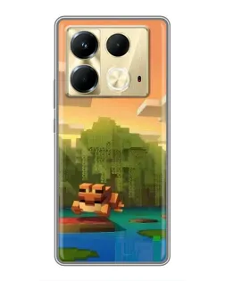 Чехол для Infinix Note 40 с картинкой «Майнкрафт закат солнца»
