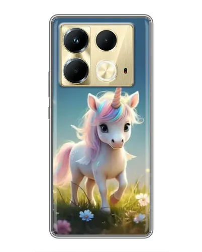 Чехол для Infinix Note 40 с картинкой «Единорог на поляне»