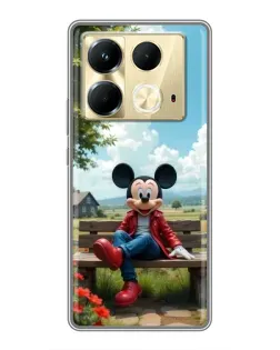 Чехол для Infinix Note 40 с картинкой «Микки на скамейке»